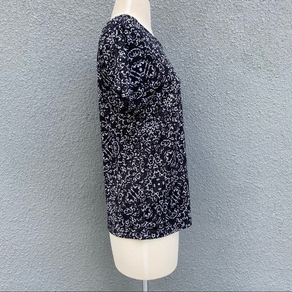 Black Patterned Short Sleeves Top - Picture 7 of 7